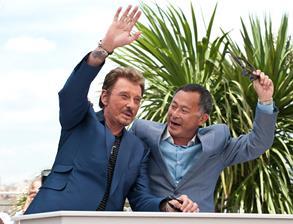 (L-R) Actor Johnny Hallyday and director Johnnie To at the photo call of "Vengeance" at the 62nd Cannes Film Festival in Cannes