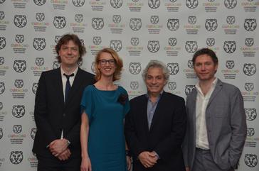 IFFR's Rutger Wolfson and Janneke Staarink with Fundashon Bon Intenshon president Gregory Elias and filmmaker Kevin Macdonald