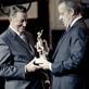 Estonian  President Toomas Hendrik Ilves hands the ‘Best Estonian Film of All Time Award’ to ‘Kevade’ director Arvo Kruusement